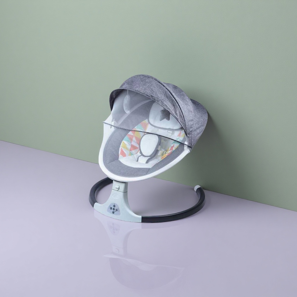 Grey baby rocking chair, electric soft sound rocking baby recliner, newborn comfort chair details Picture