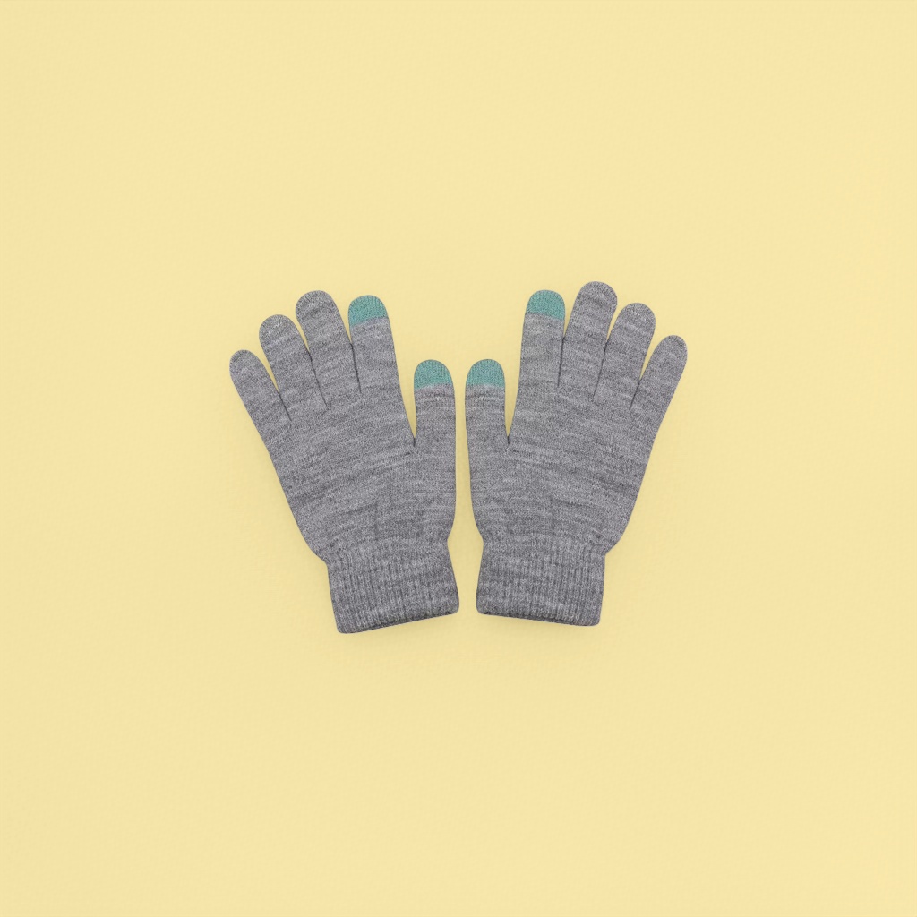 Grey knitted gloves for warm and anti-slip women in autumn and winter
