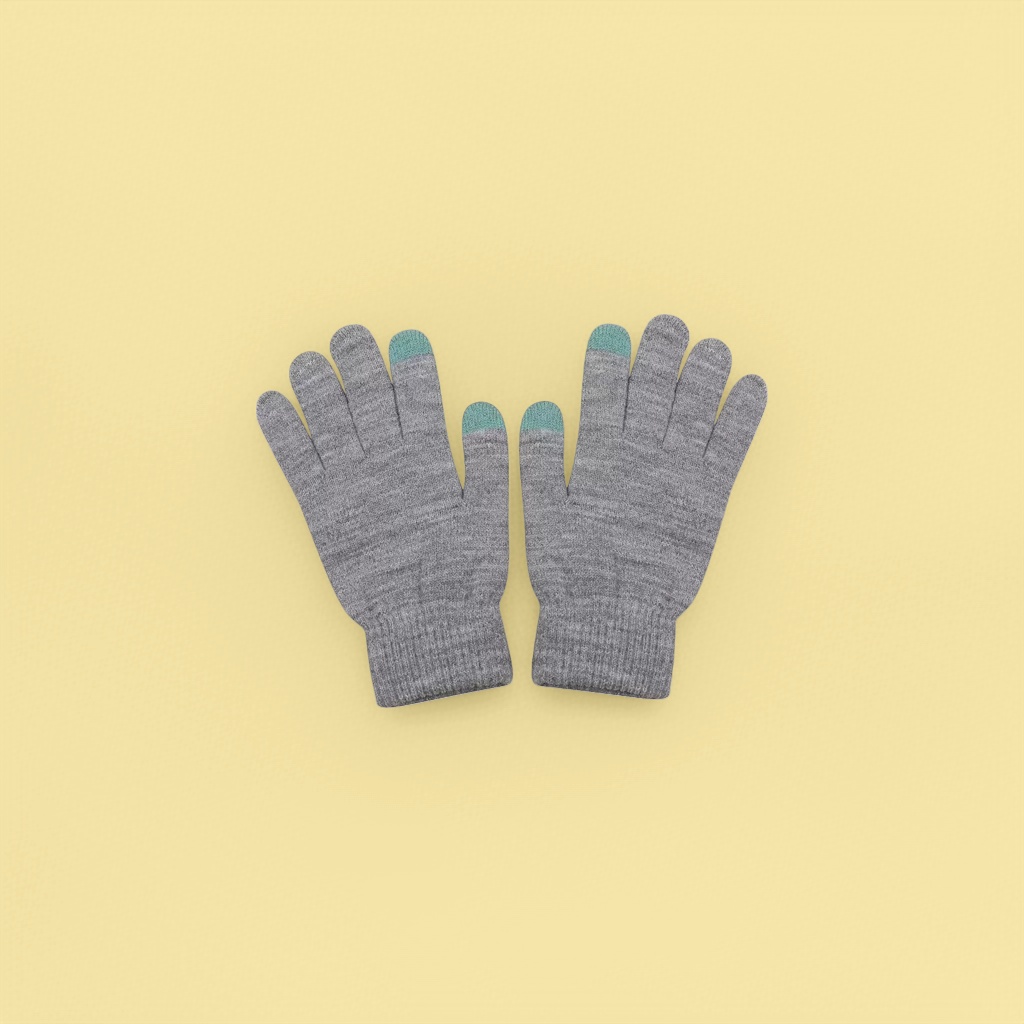 Grey knitted gloves for warm and anti-slip women in autumn and winter details Picture