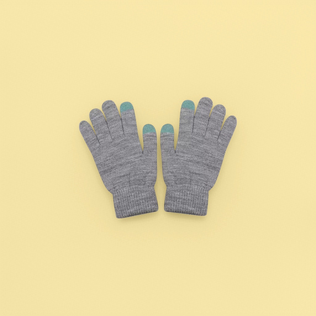 Grey knitted gloves for warm and anti-slip women in autumn and winter Specification image