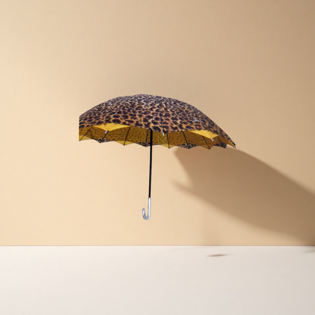 The leopard print all-weather folding umbrella is lightweight, portable and UV-resistant Specification image