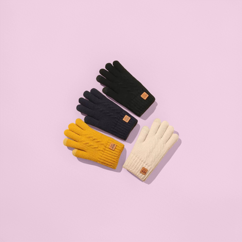 Four pairs of knitted gloves for both men and women, warm and anti-slip, fingertip touch screen details Picture