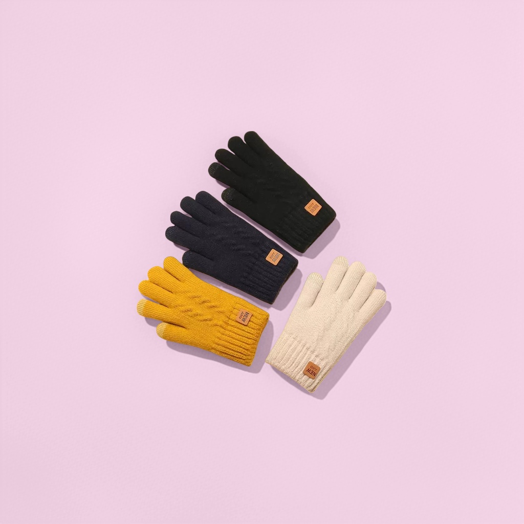 Four pairs of knitted gloves for both men and women, warm and anti-slip, fingertip touch screen