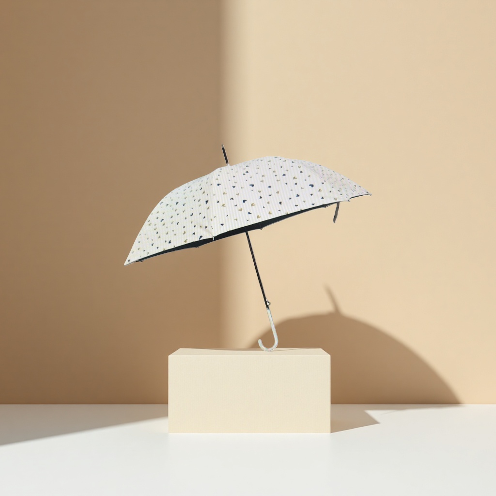 The white heart-shaped pattern all-weather umbrella is waterproof, sun-proof, lightweight and foldable Application Scenario