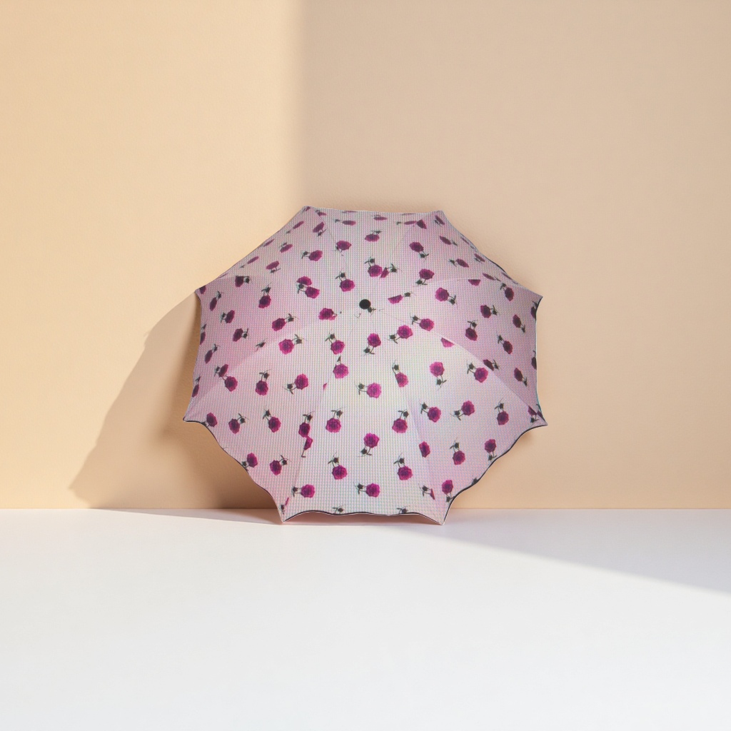 Pink rose pattern all-weather umbrella, waterproof, sun-proof, lightweight and foldable, specially designed for ladies Application Scenario