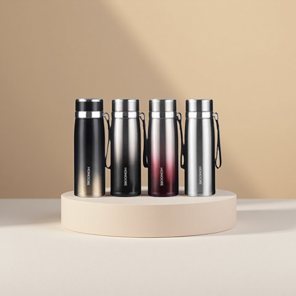 Black and silver gradient stainless steel insulated cup, 500ml vacuum heat insulation, long-lasting cold and heat preservation details Picture