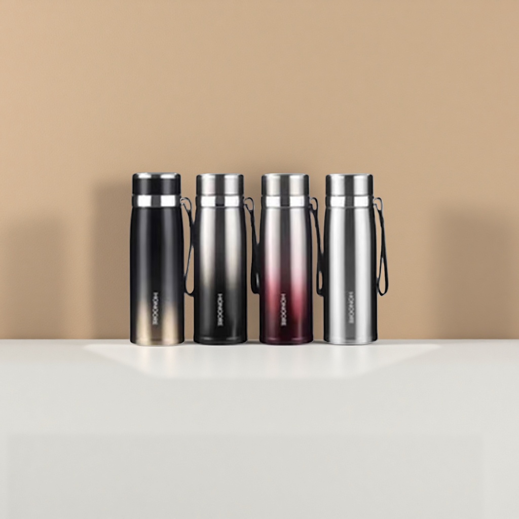 Black and silver gradient stainless steel insulated cup, 500ml vacuum heat insulation, long-lasting cold and heat preservation