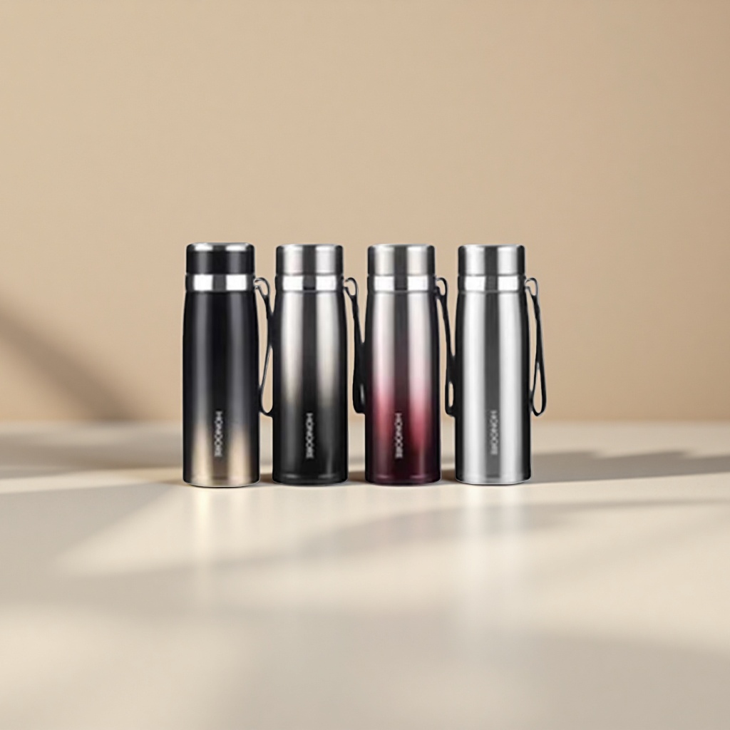 Black and silver gradient stainless steel insulated cup, 500ml vacuum heat insulation, long-lasting cold and heat preservation Specification image