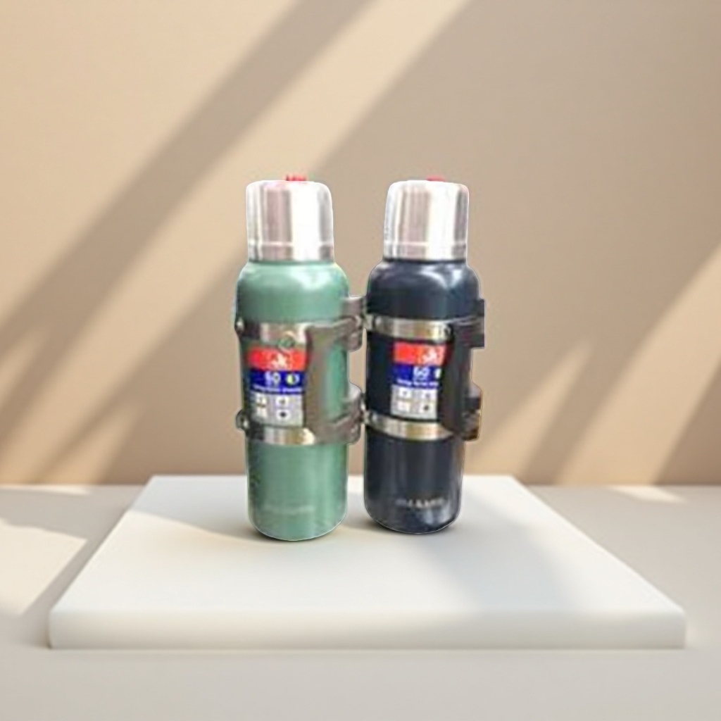 Green and black dual-color insulated cup, 304 stainless steel vacuum insulated portable water cup details Picture