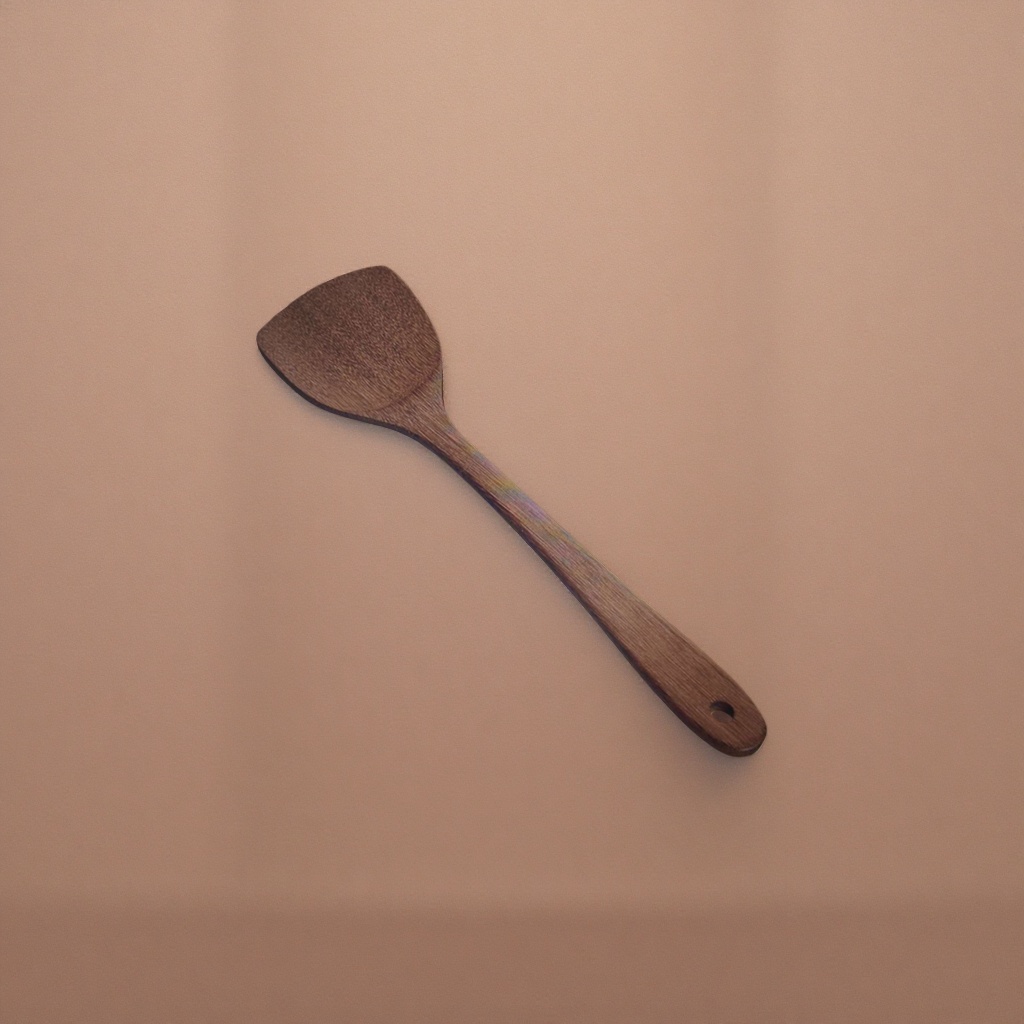 Brown wooden spatula, a long-handled, heat-resistant and scratch-resistant stir-frying spoon for kitchen use details Picture