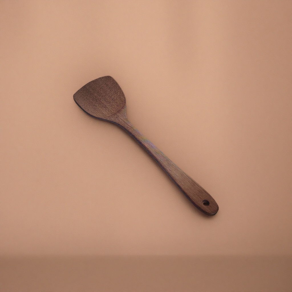Brown wooden spatula, a long-handled, heat-resistant and scratch-resistant stir-frying spoon for kitchen use Specification image