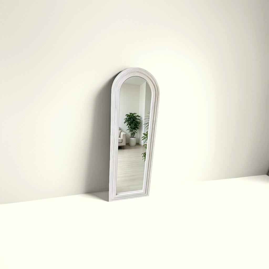 White arched frame mirror for living room and bedroom decoration, all-copper frame, anti-rust