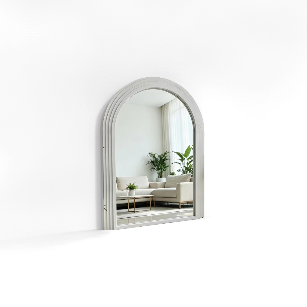 The white arched mirror decorative painting is hung on the walls of the living room and bedroom in a modern and simple style details Picture