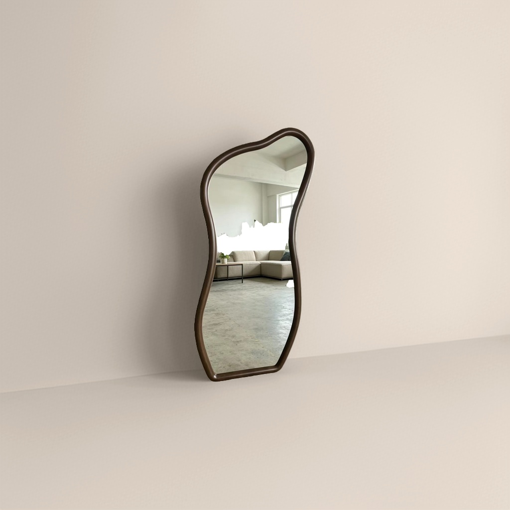 Brown wavy border decorative mirror, wall mirror for living room and bedroom, round and oval shape Specification image