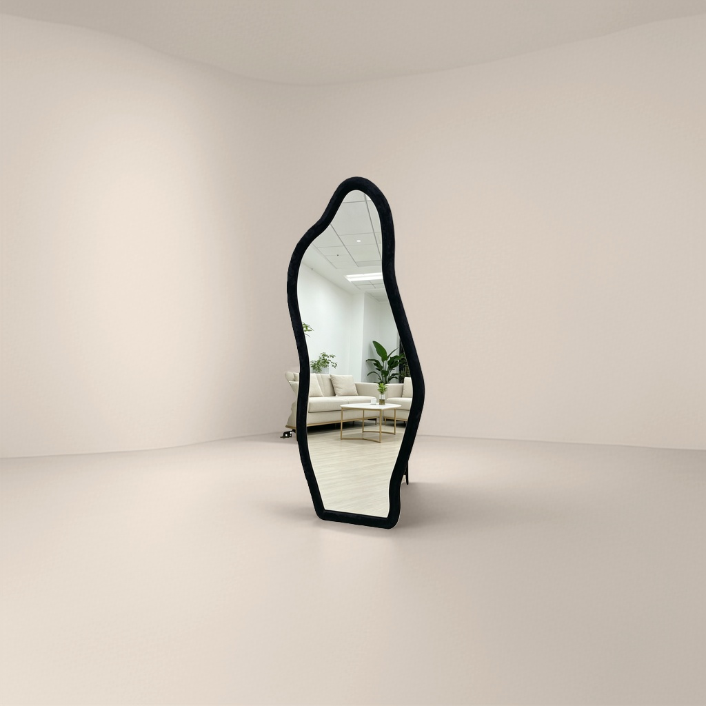 إطارات سوداء للتزلج على مرآة، ومرآة غير مثقبة لغرفة غرفة النوم Specification image