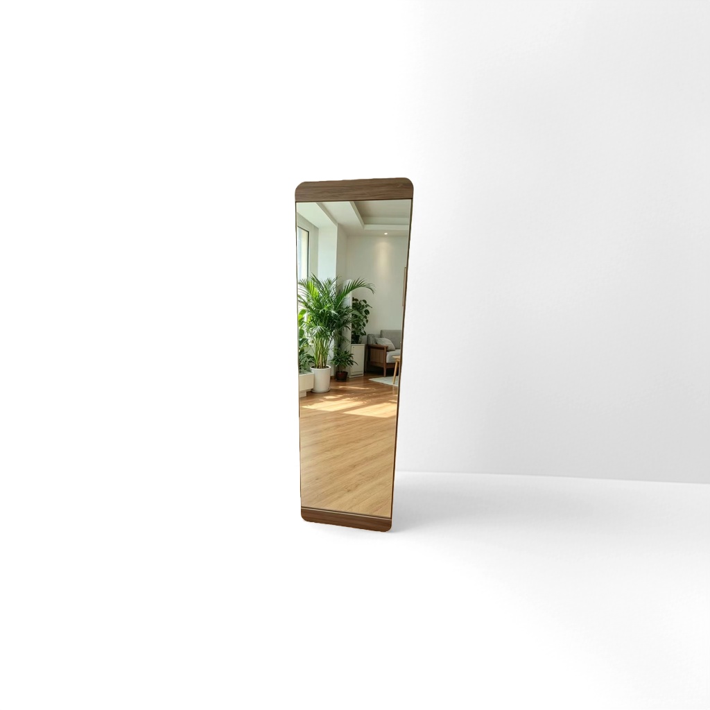 Wooden frame full-length mirror, floor-standing full-length dressing mirror for bedroom and living room without drilling