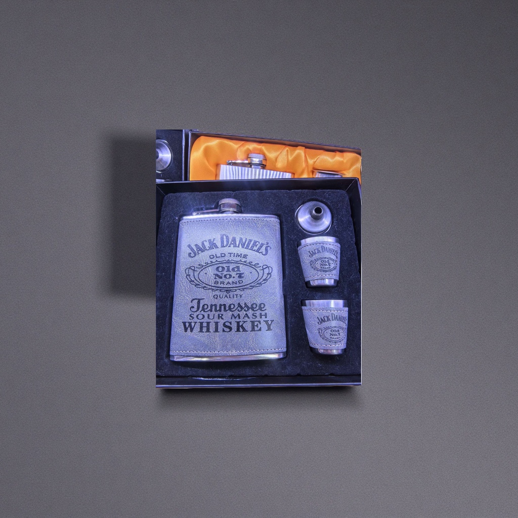 银色皮革Jack Daniel's酒具套装 礼盒装 酒吧家用 whiskey配件