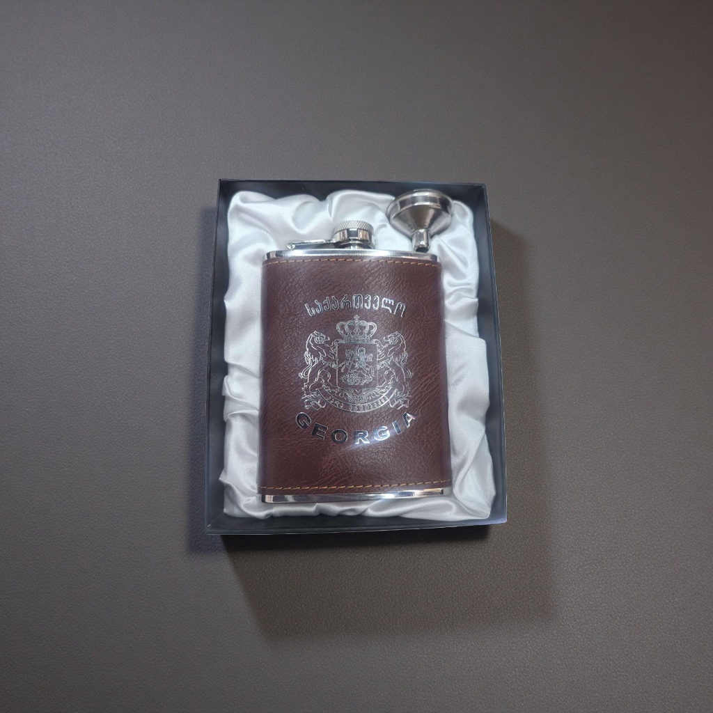 棕色皮套酒壶 便携式不锈钢保温酒壶 礼品酒具
