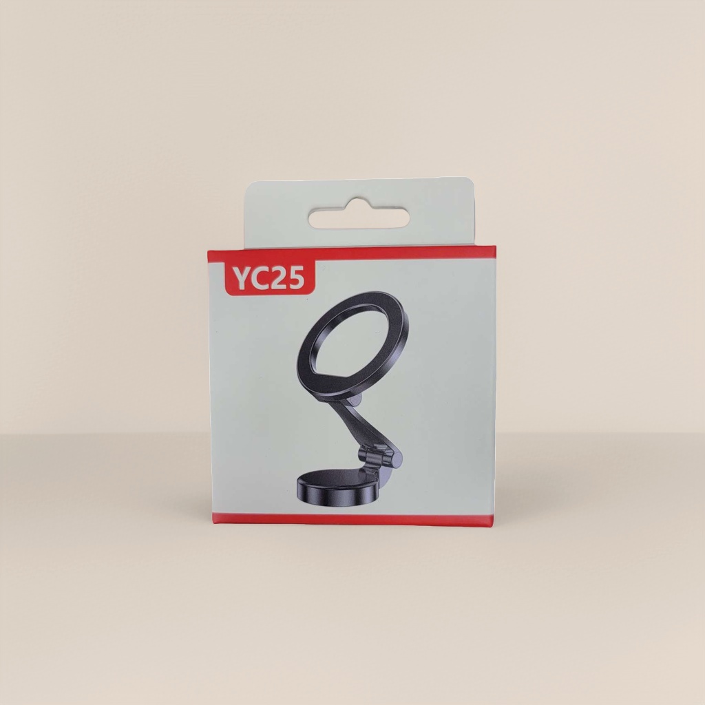 YC25 white packaging box mobile phone stand, dual-purpose desktop and car, adjustable and stable support Application Scenario