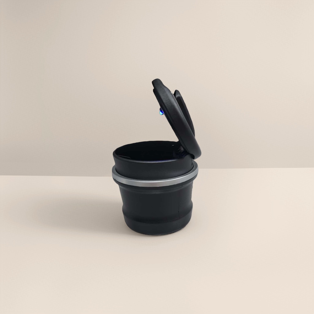 Black ashtray with silver ring, ceramic household tabletop, anti-overflow and heat-resistant Specification image