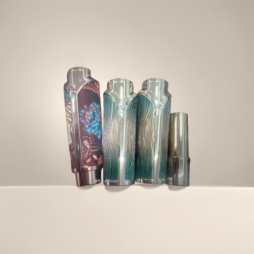 A metal casing lighter with colorful patterns and green stripes Specification image