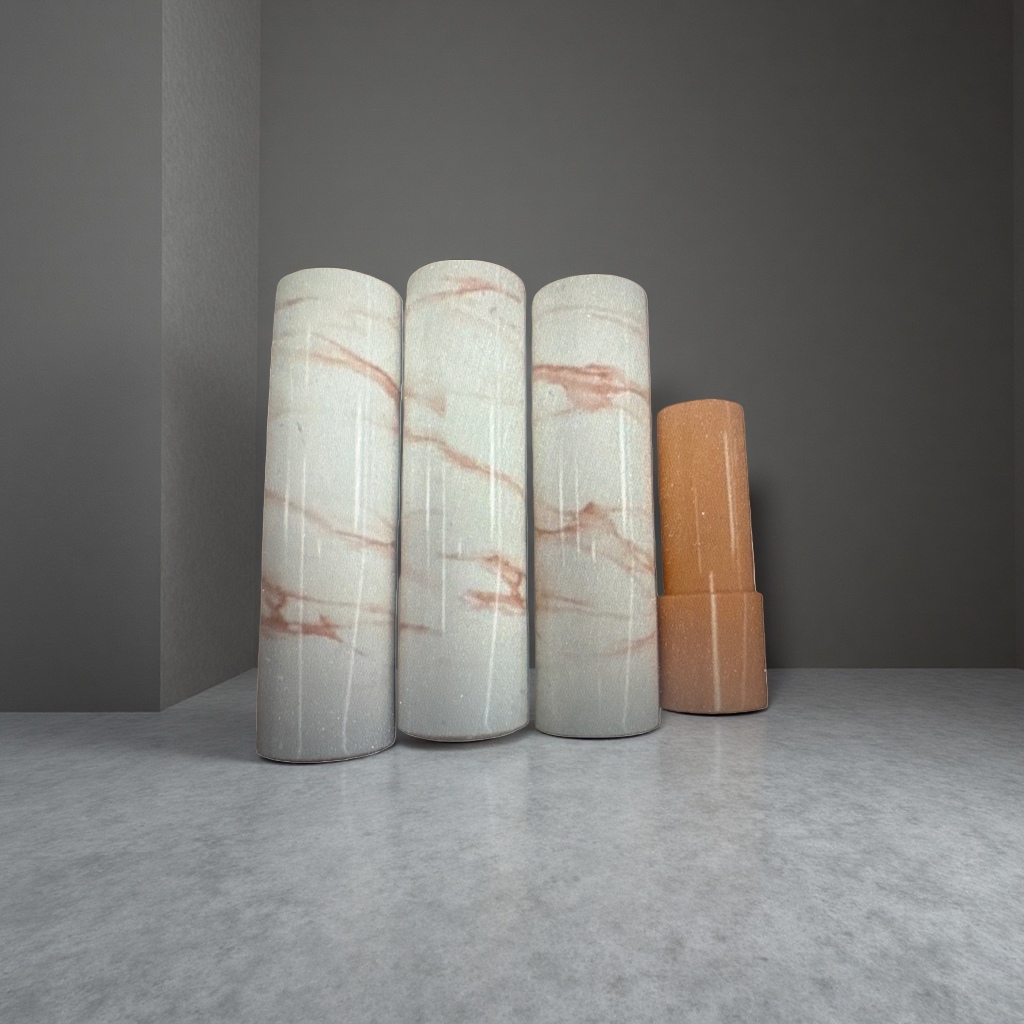 Four marble-patterned tubes are lined up side by side, with an orange tube body on the right side and a lid Application Scenario