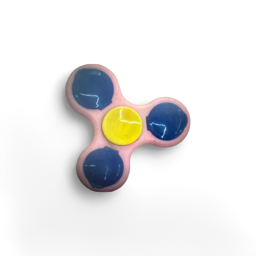 Pink fidget spinner, yellow three-arm, blue stress-relieving toy