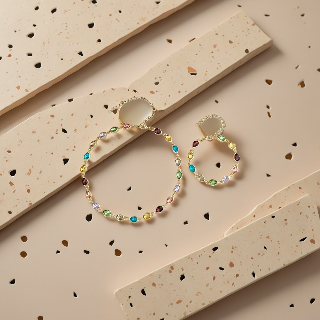 Colorful gemstone necklace and bracelet set, fashionable and light luxury couple accessories Application Scenario