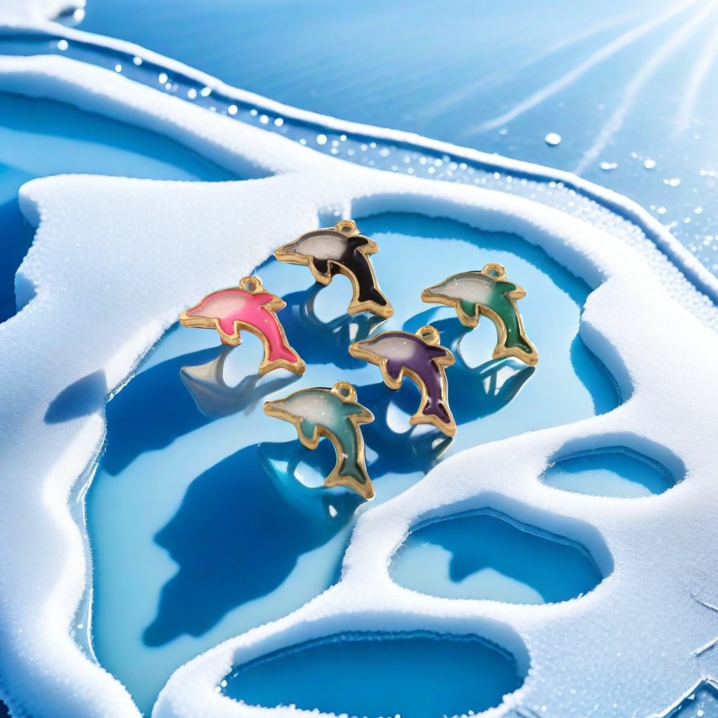 Colorful dolphin pendant, fashionable ocean-style necklace accessory, suitable for both men and women Specification image