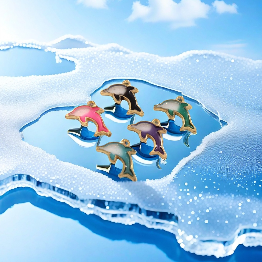 Colorful dolphin pendant, fashionable ocean-style necklace accessory, suitable for both men and women details Picture
