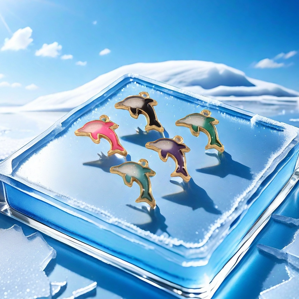 Colorful dolphin pendant, fashionable ocean-style necklace accessory, suitable for both men and women