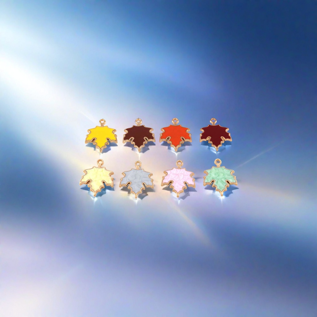 Colorful maple leaf pendant 925 sterling silver women's necklace, light luxury and niche design style details Picture