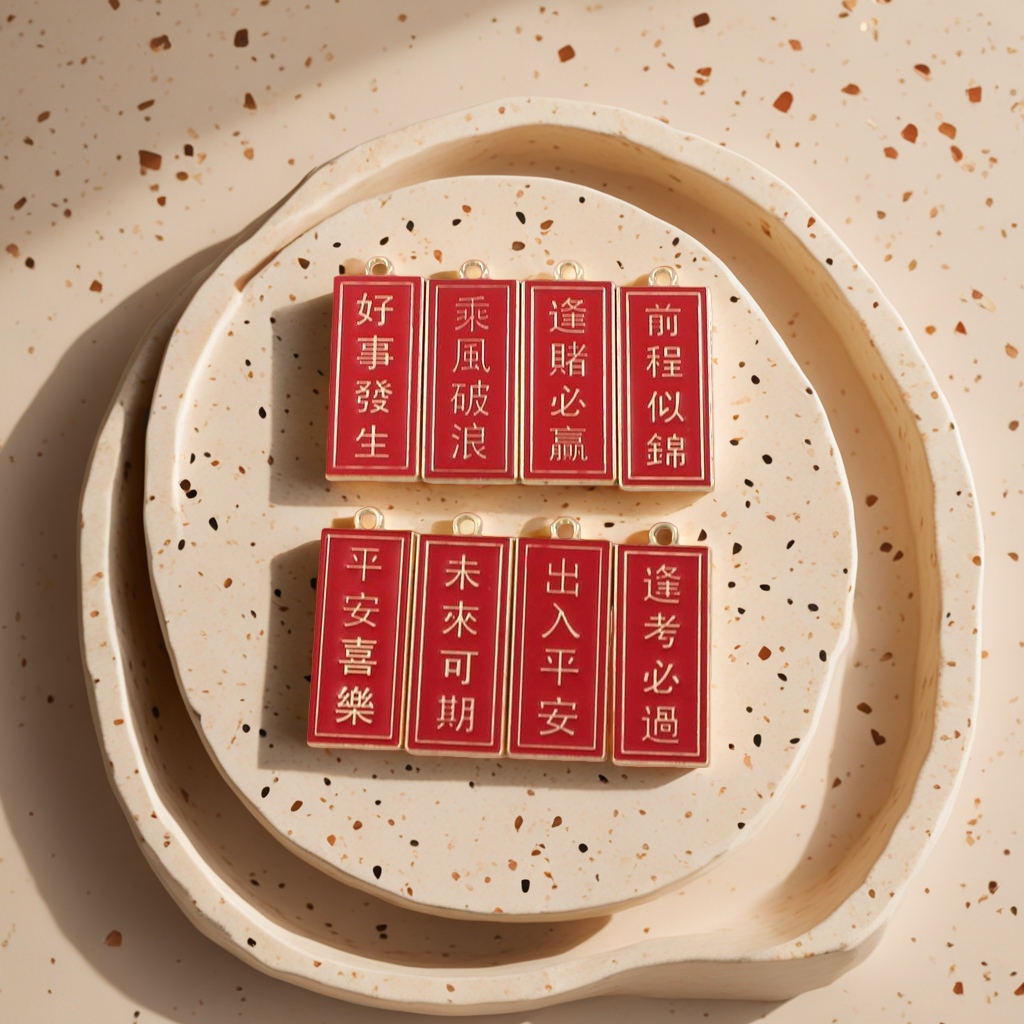 A fashionable and retro women's necklace accessory with a red enamel pendant details Picture