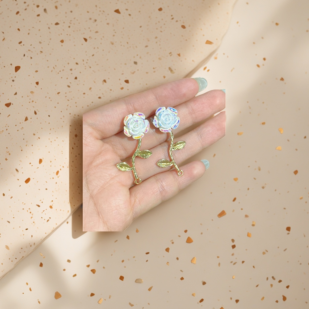 White rose earrings are fashionable and simple earrings for women