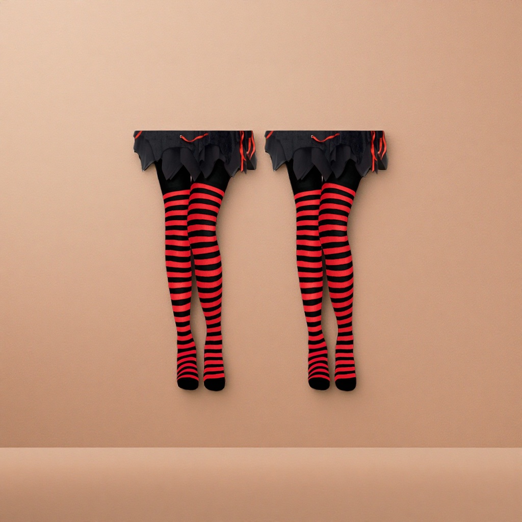 Red and black striped slimming pantyhose is fashionable, versatile, slimming, elastic and high-waisted