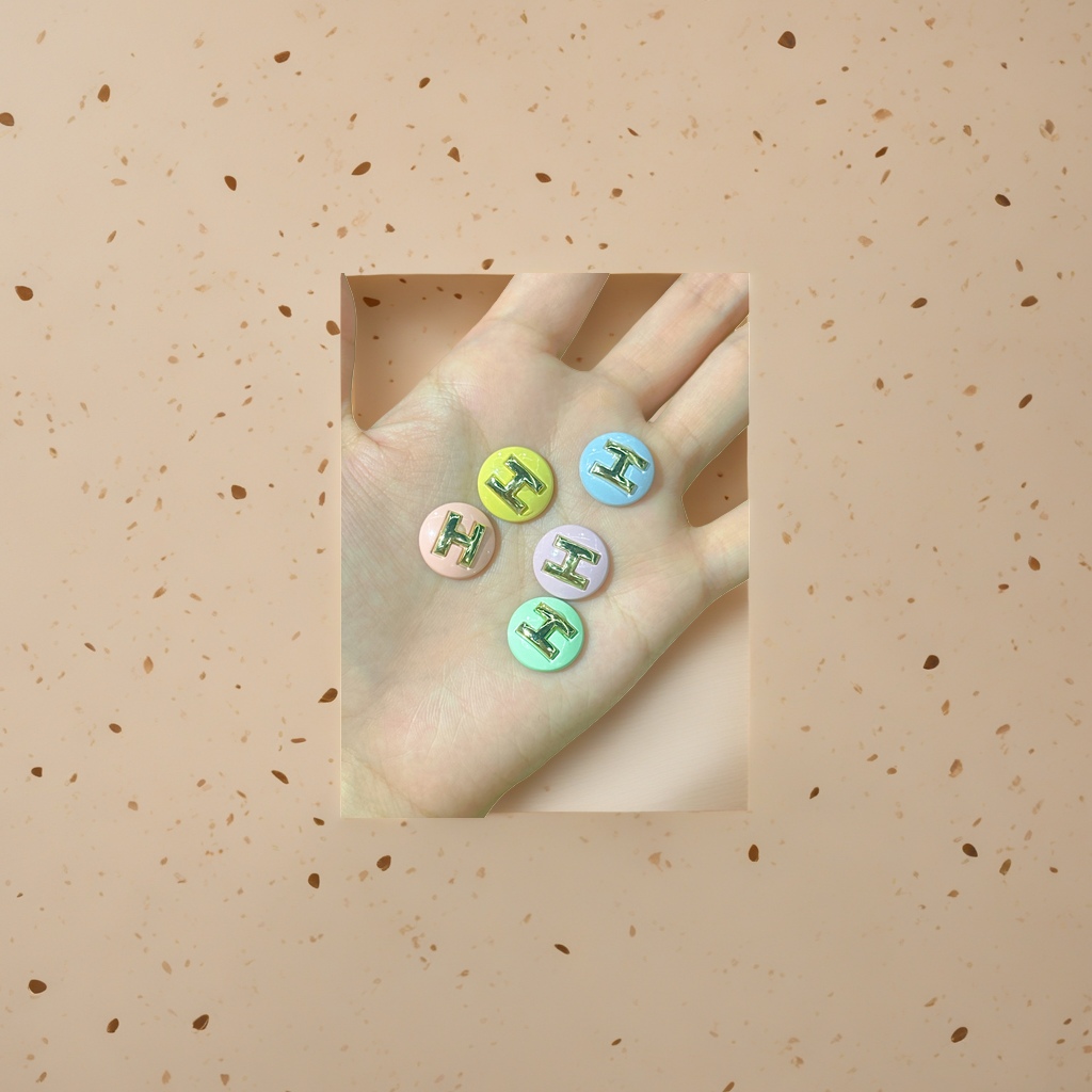 Colorful round letter H jewelry, fashionable, individual and versatile necklace earrings details Picture
