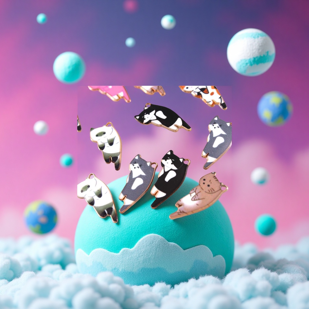Colorful cat-shaped metal pendants are fashionable, cute and adorable accessories with a niche design Specification image