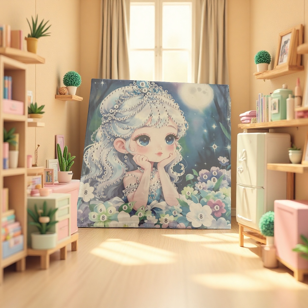 梦幻女孩数字油画DIY填色套装 丙烯颜料画布工具全