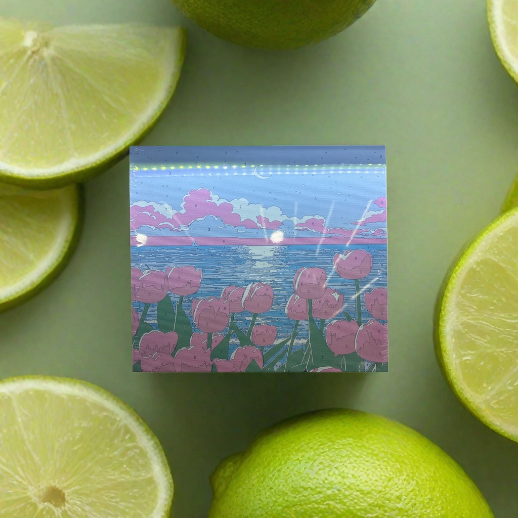 粉色郁金香夜景装饰画布 客厅卧室挂画 艺术软装布艺墙饰