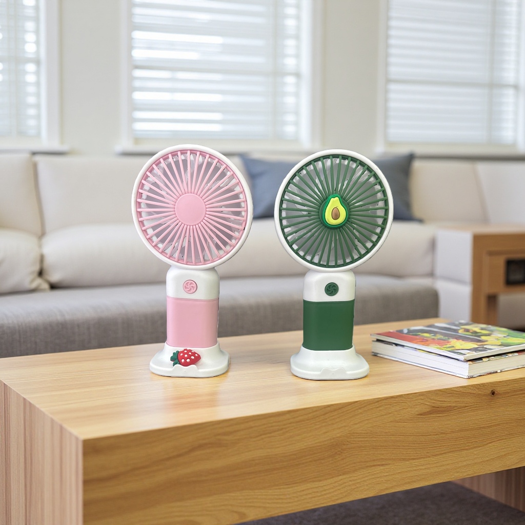 Pink strawberry-shaped small fan, green avocado shaped small fan, rechargeable desktop mini fan Application Scenario