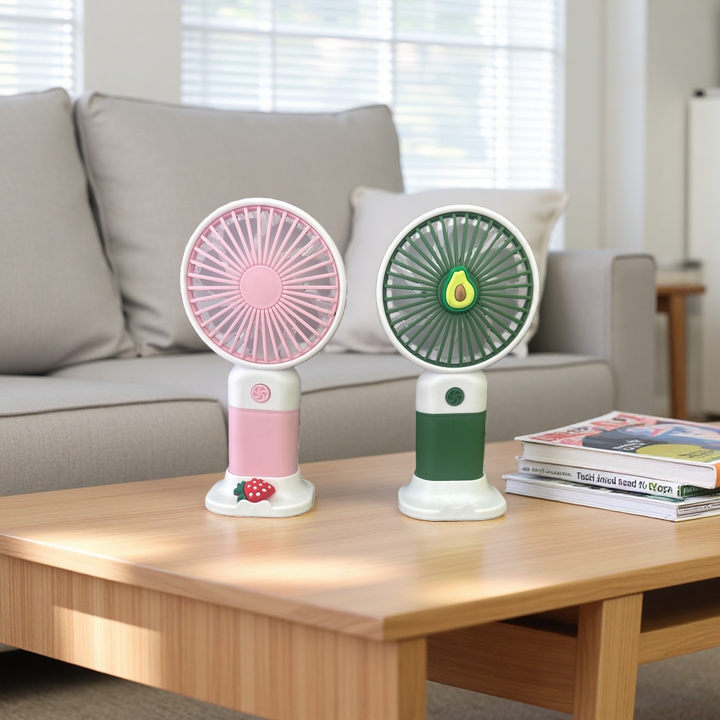 Pink strawberry-shaped small fan, green avocado shaped small fan, rechargeable desktop mini fan Specification image