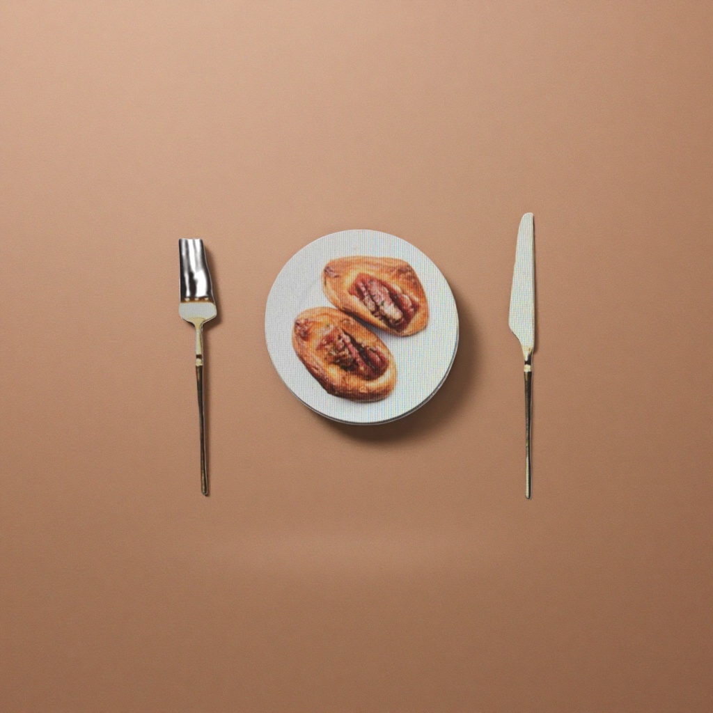 Striped placemats with plates, bread, knives and forks, three-piece set, home dining tablecloth, anti-slip mat Specification image
