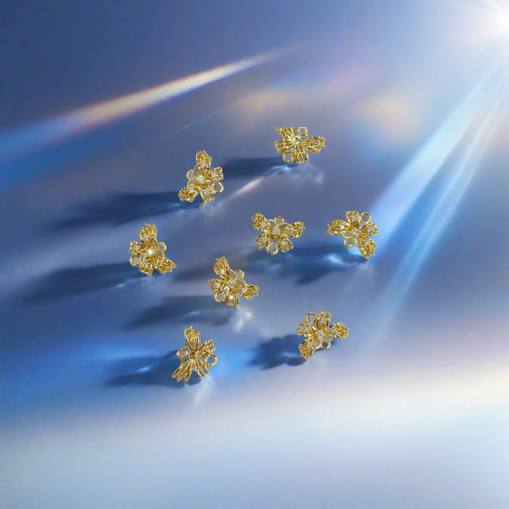 Golden butterfly-shaped diamond-encrusted jewelry accessories, double-hanging accessories Application Scenario