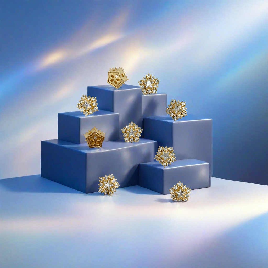 The golden diamond-encrusted snowflaket-shaped jewelry is shiny and elegant. It is a winter accessory and a multi-way accessory Application Scenario