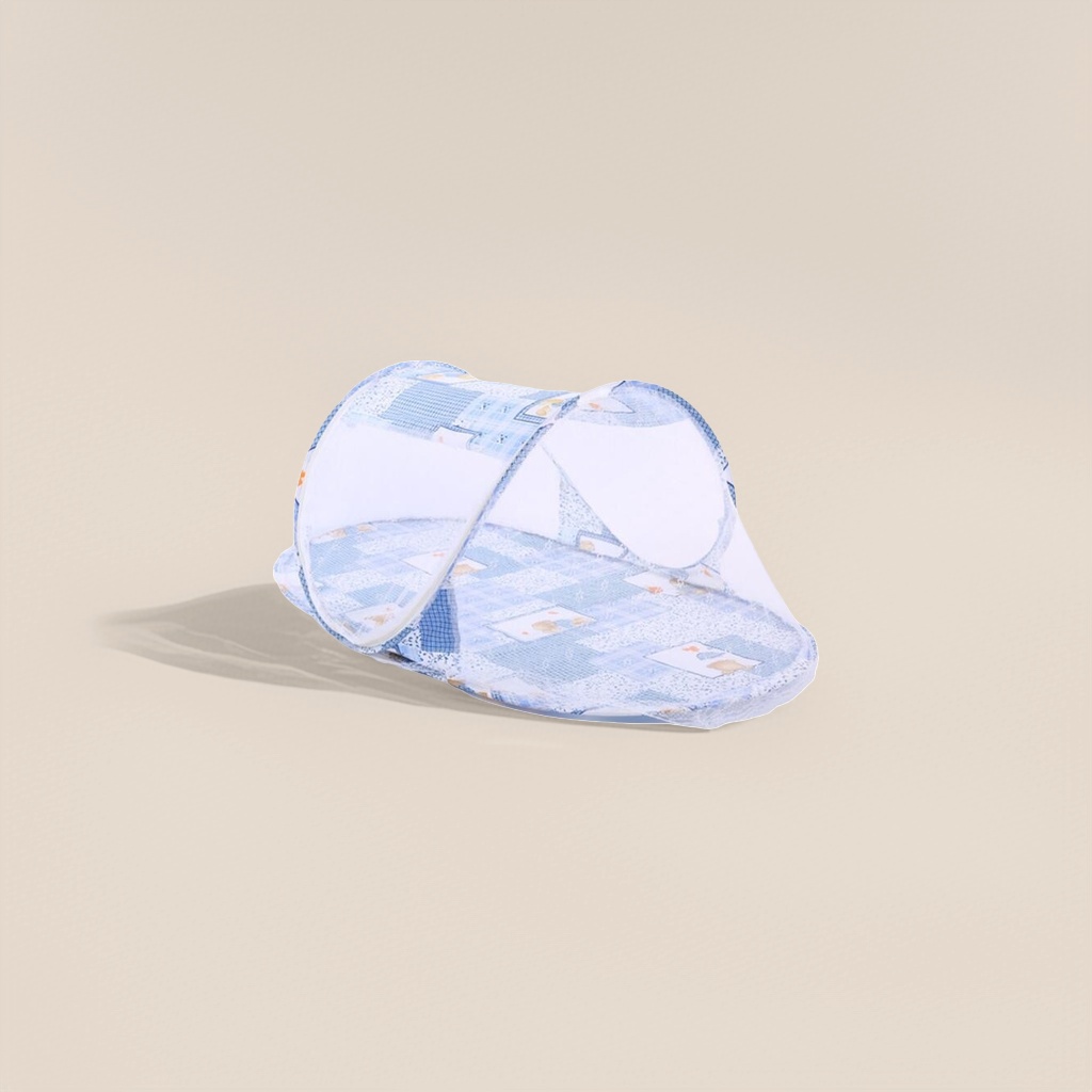 Blue and white patterned baby mosquito net bed, breathable and mosquito-proof, detachable and washable bed frame type Application Scenario