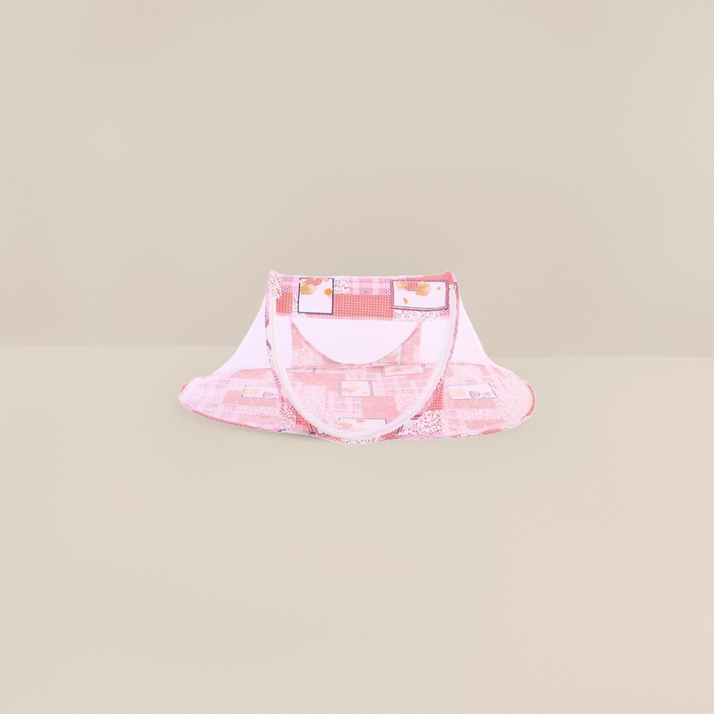 The pink checkered baby mosquito net bed is breathable and mosquito-proof. The baby bed is safe and environmentally friendly details Picture