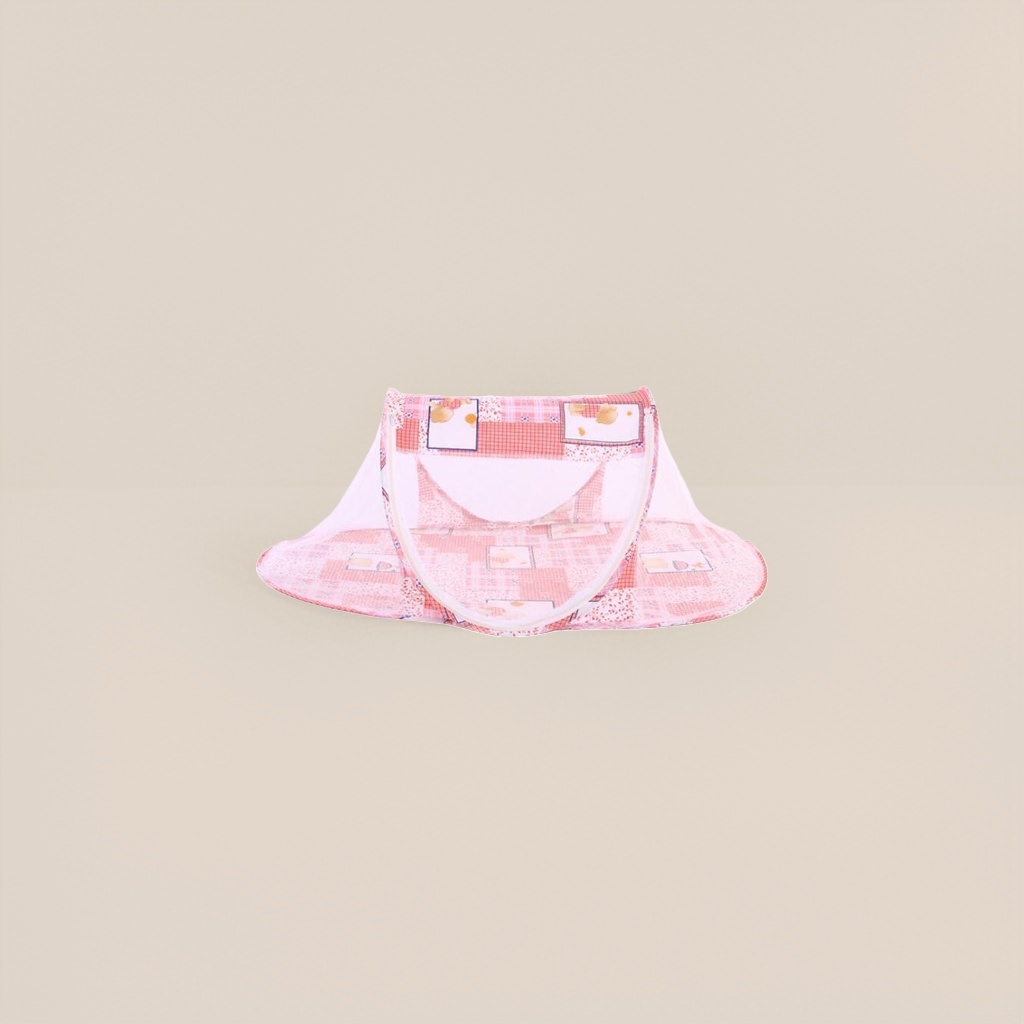 The pink checkered baby mosquito net bed is breathable and mosquito-proof. The baby bed is safe and environmentally friendly Specification image