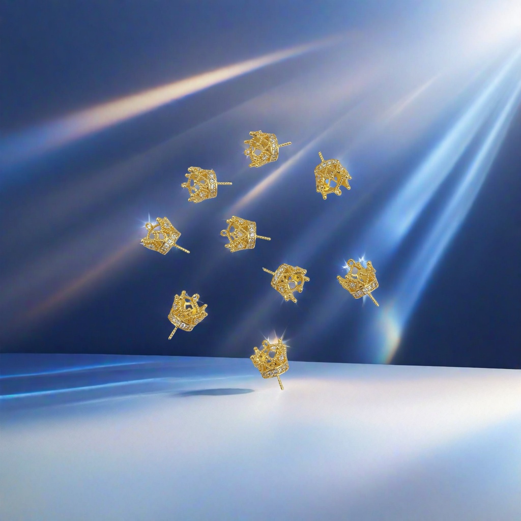 Golden crown-shaped jewelry accessories, metal DIY handcrafted materials, hat pins Application Scenario