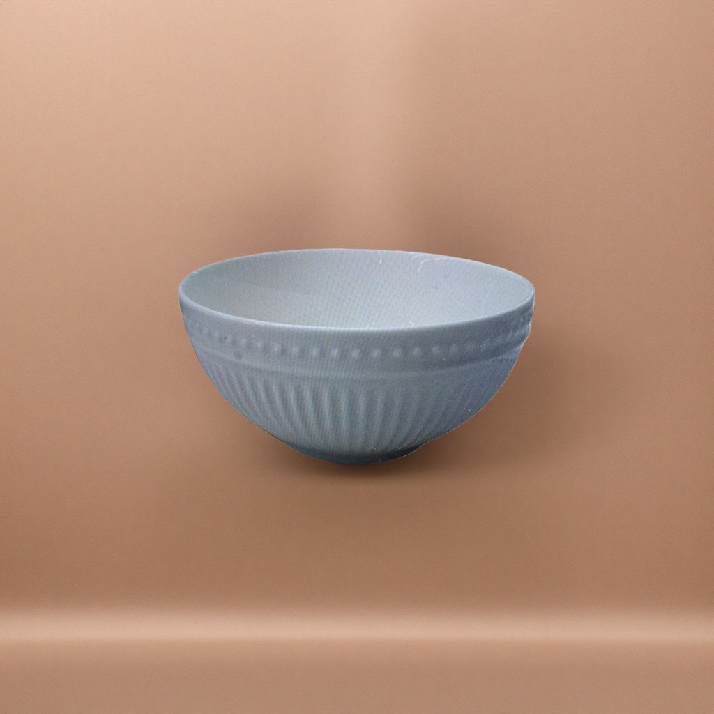浅蓝色条纹陶瓷碗 家用简约餐碗 盛饭盛面汤碗