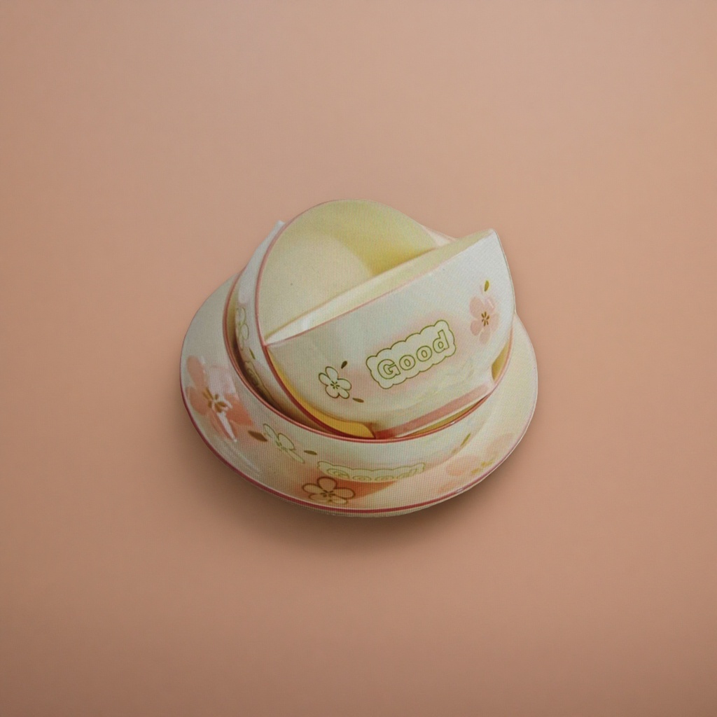 Pink ceramic bowl and plate set with the word "Good" and cherry blossom pattern, a household tableware gift box details Picture